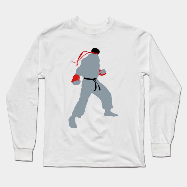 Ryu Fighter Stance Silhouette Long Sleeve T-Shirt by AnotherOne